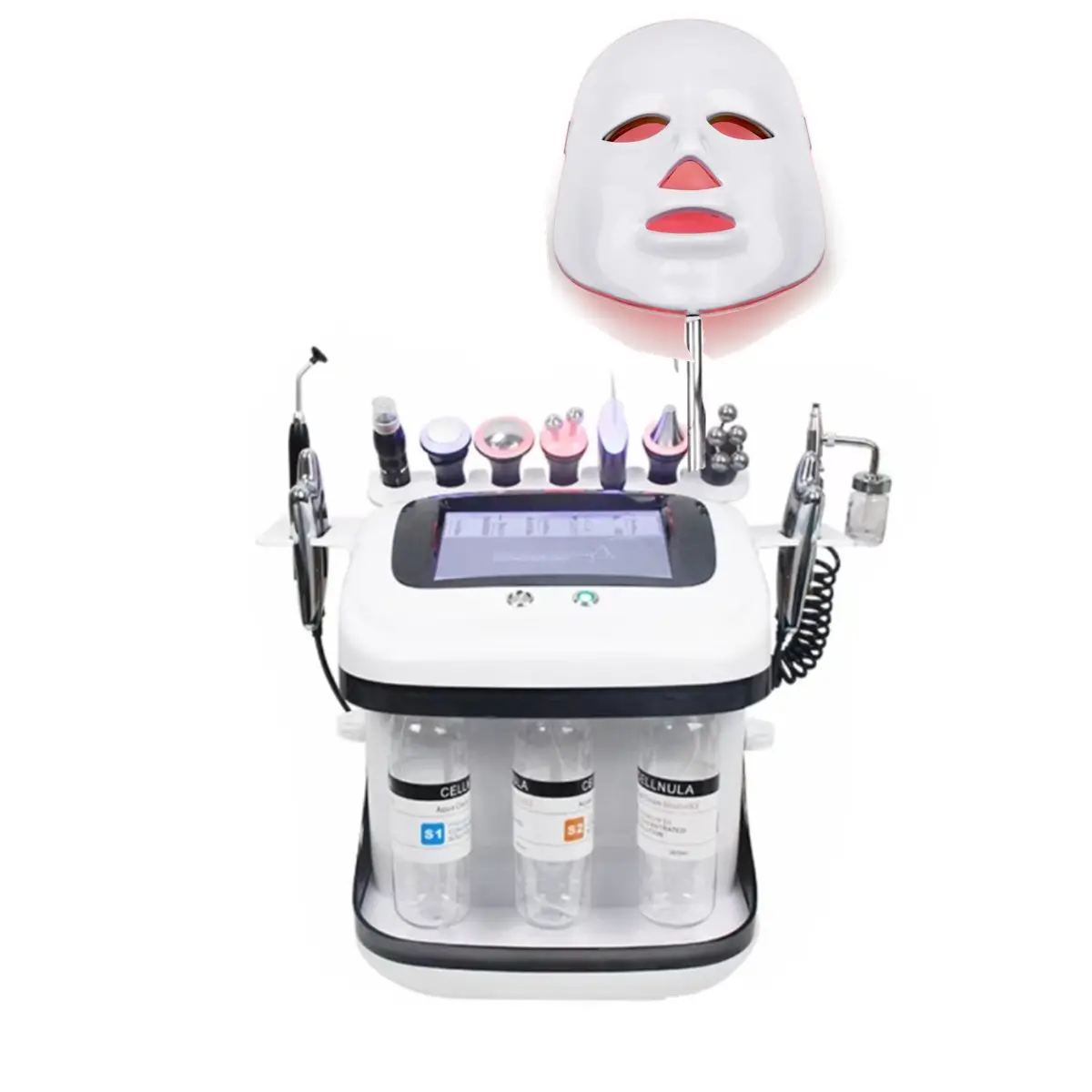 11 En 1 Hydra Dermabrasion Oxygen Jet Peel machine Aqua H2O2 Oxigen máquina facial con máscara led