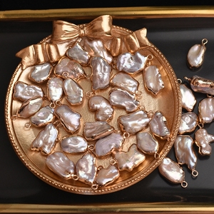 Cuentas de perlas barrocas no naturales, accesorios de joyería DIY chapados en oro de 18 quilates, pendientes hechos a mano, materiales para collar - Product Image 5