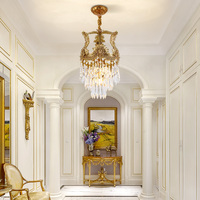 Lustre en cristal en laiton vintage européen, modèle de projet d'éclairage pour hôtel de villa française, luminaire suspendu pour pièce modèle