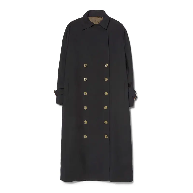 Simple style classic double-breasted knee-length trench coat coat for women