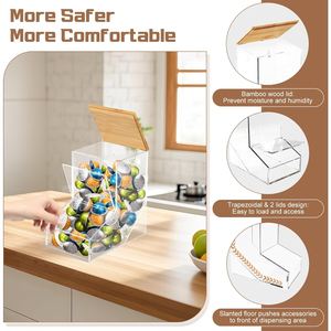 Boîte de rangement de dosettes de café acrylique avec couvercle en bambou Boîte de distributeur de bonbons en vrac Boules de séchage Perles Organisateur de savon en poudre - Product Image 2