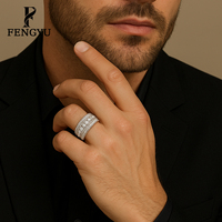 Bague Éternité Hip Hop en Argent 925 avec Moissanite, 5 Rangs, Étincelante et Brillante, pour Hommes, Testée au Diamant