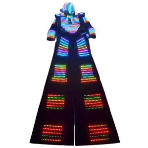China fornecedor robô traje de led fantasia robô, traje de led estilistas traje led roupas de fantasia stilt caminhadas luminoso traje