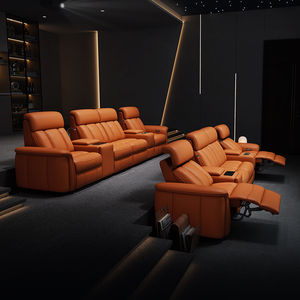Sofá Reclinable Eléctrico de Cuero <span class=keywords><strong>Naranja</strong></span> Moderno para Cine en Casa, Sala de Estar y Sala Multimedia, Sofás Reclinables Eléctricos para Cine - Product Image 3