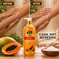 1000ml Papaya Douchegel Lichaamswas met pomp voor zachte dagelijkse reiniging en een fris, zacht aanvoelend gevoel voor de huid. Fruit-geïnspireerd private label.