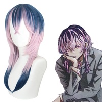 Perruque de cosplay Tokyo Revengers en gros, 30 cm, bleu moyen et violet, Rindo Haitani, perruque synthétique, cheveux résistants à la chaleur, anime