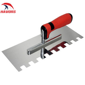 उच्च गुणवत्ता वाले स्टेनलेस स्टील ट्रॉवेल चुकता टाइल और फर्श ट्रॉवेल 280*130 मिमी नॉच 8 मिमी 0.7 मिमी मोटाई Tpr हैंडल के साथ - Product Image 4