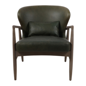 Poltrona Moderna in Pelle e Legno per Soggiorno, Camera da Letto, Ufficio, Sedia Lounge - Product Image 2