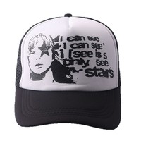 Gorra de béisbol de malla transpirable con bordado de moda, estilo camionero, estampada de verano, de marca de tendencia, con logotipo personalizado, gorras para lotes.