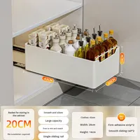 Support de rangement moderne sans perçage pour la cuisine dans les armoires Organisateur de tiroir à glissière Épice durable Maison 3 côtés 3 ans