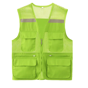 Chaleco de Seguridad Reflectante Impermeable YS ANSI Clase 2 con Múltiples Bolsillos y Logotipo Personalizado para Construcción y Tráfico (100% Poliéster) - Product Image 6