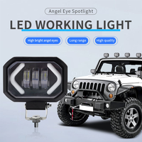 Phare de travail LED 4 pouces 30W 12D avec clignotant bleu jaune en forme de flèche pour véhicules tout-terrain 4x4, VTT, UTV, camions et motos
