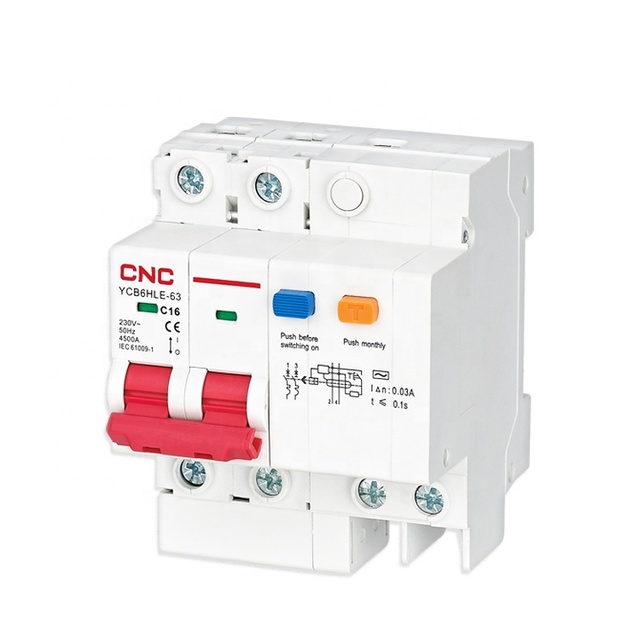 Free Sample YCB6HLE Series RCBO 3P+N 63a 4.5ka Rcbo Residual Current Circuit Breaker with Over Current Protection