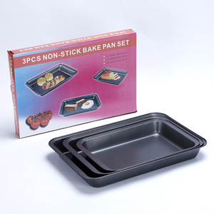 Baking Pan 3Pcs Non-Stick Bake Pan Set Rectangular Multi-Layer Coating Easy-Cleaning Roasting Pans - Product Image 1