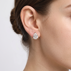 Advanced Pear Cut Lab Grown Diamond Bezel Solitaire <b>Stud</b> <b>Earrings</b> Custom 14K Gold VVS Lab Made Diamond Wedding <b>Earrings</b> - Product Image 2