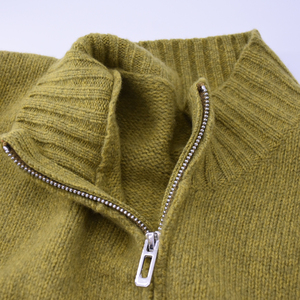 100% Pure Wool Half Zip Mock Neck Sweater <strong>Women</strong> Custom Solid Color Knitted Pullover Long Sleeve Cashmere Feel Wool <strong>Jumper</strong> - Product Image 5