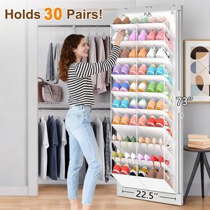 Over The Door <b>Shoe</b> Organizer 40 Pockets Hanging <b>Storage</b> Rack For Closet <b>Shoes</b> Organizer With Clear Pockets 10 Tier - Product Image 2