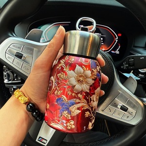 Tazza da taschino con anello portatile per esterno in stile nazionale, piccola tazza di Thermos - Product Image 5