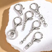 Chaîne d'extension porte-clés en alliage d'argent en forme de C avec fermoir mousqueton, mini connecteurs griffe de homard, accessoires de porte-clés en vrac, pendentif