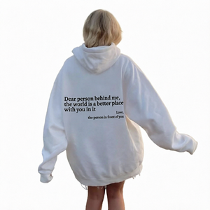 Autumn Front Logo Dear Person Me Funny Quotes Aesthetic เสื้อฮู้ดโพลีเอสเตอร์กันลม ทันสมัย ​​สุขภาพจิต จงมีน้ำใจ - Product Image 1