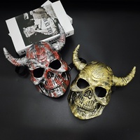 Masque de crâne d'horreur d'Halloween avec cornes, masque de guerrier sanglant en plastique pour jeu CS, masque de carnaval, couvre-chef, salle secrète, maison hantée, COS