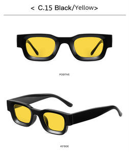 Lunettes de soleil rétro carrées UV400 en PC, monture bleue, personnalisées, fantaisie, pour extérieur, plage, unisexe, modèle femme designer 5053 - Product Image 5