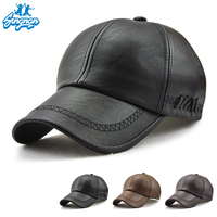 Gorra de Béisbol de Cuero Sintético para Hombre, Gorro Cálido de Alta Calidad con Logotipo para Invierno de Mediana Edad, a Prueba de Frío, Novedad de Otoño