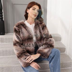 Wholesale Women's <strong>Leo</strong> Print Customer Design Fashion Winter's Faux Fur Coat - Product Image 3