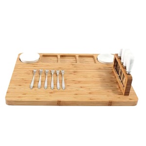 Bamboo Cutting Board 43x33x2cm Rectangle Cheese <b>Plate</b> With Knife <b>Rack</b> For Party Home Use - Product Image 1