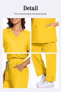 Set di Uniformi Elasticizzate per Infermiere, Completi alla Moda con Top e Pantaloni, Logo Personalizzabile, per Ospedali e Servizi Medici - Product Image 3