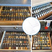 Organisateur de tiroir à épices en acrylique transparent personnalisable avec assemblage DIY et design
