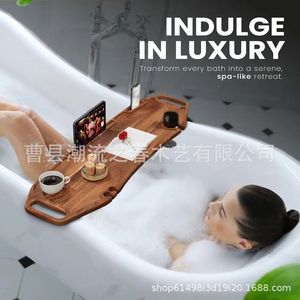 ชั้นวางของในห้องน้ำไม้กระถินณรงค์สำหรับบ้าน, ชั้นวางของในห้องน้ำกันน้ำ, ที่วางแท็บเล็ต โทรศัพท์ และแก้วน้ำ, ชั้นวางของในห้องน้ำไม้เนื้อแข็ง - Product Image 1