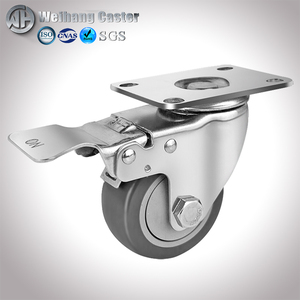 Tpr 3 Inch 4Inch 5Inch Vừa Thép Không Gỉ 304 Đàn Hồi Cao Su Caster Đôi Mang Caster Xoay Với Phanh Caster Im Lặng - Product Image 1