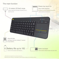 Logitech TV pintar K400 Plus, Notebook Desktop sentuh bisu tanpa kabel Touchpad Keyboard untuk PC Laptop Android
