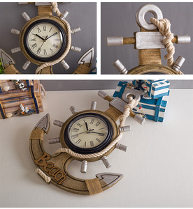 Retro Old Anchor Timón Decoración mediterránea Reloj de pared de madera - Product Image 2