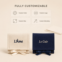 Pochette de rangement pour boucles d'oreilles et bagues en coton et lin, avec logo personnalisé imprimé, enveloppe de luxe en mousseline, sacs à bijoux