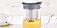 Nouveau. Carafe à eau en verre borosilicate 30OZ 1000ml avec infuseur en acier inoxydable, design moderne, résistante à la chaleur, pour brassage à froid