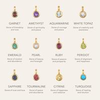 Collier Pendentif à Breloques Design Manna, Œil Protecteur, Soleil, Lune, Initiale et Pierre de Naissance en Or 18 Carats Personnalisé pour Femme