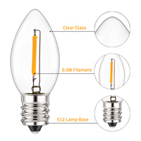Couverture en verre transparent C7 E12, base de lampe 120V 1W, mini ampoule LED 2700K, lampe de décoration vintage LED, FMT-C7