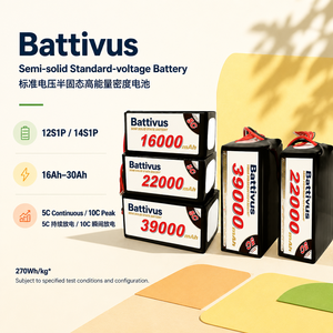 Batterie LiPo semi-solide Battivus 16Ah 22Ah 30Ah 39Ah pour drone, 12S 14S 5C 270Wh/kg, haute puissance, pour UAV de transport lourd - Product Image 5