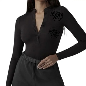 <b>Retro</b> Long Sleeve Stand Collar Button Yoga Tank Top Plus Size Reversible Breathable Eco-Friendly Lightweight Skinny Fit - Product Image 1