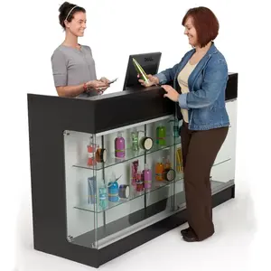 KEWAY Custom Reception Counter Glass Display Showcase For Shopping Mall