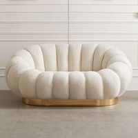 Fauteuil pivotant en forme de fleur, fauteuil de détente en tissu Teddy doux avec base dorée pour salon/chambre