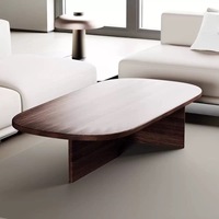 Table basse rectangulaire semi-circulaire en bois massif de noyer noir moderne de qualité supérieure, petite table d'appoint plate pour salon