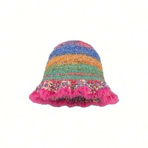 Sombrero de Ganchillo Hecho a Mano 2025, Sombrero de Invierno Colorido, Estilo Y2K, con Borde con Volantes, Sombrero de Carnaval Tejido - Product Image 1