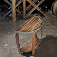 Table d'appoint basse en forme de demi-baril de chêne Support de stockage de tonneau de vin en bois massif Écologique avec fonction de gravure pour le vin de bar