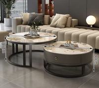 Ensemble de tables basses rondes en pierre frittée, table à thé minimaliste italienne de luxe léger pour petit salon domestique