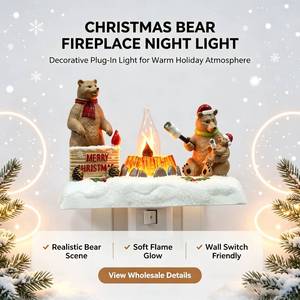 Linda Lámpara Nocturna LED de Silicona con Diseño de Familia de Osos al Rededor de un Fogata, Luz Cálida y Suave, Decoración Navideña para el Hogar, Idea de Regalo - Product Image 2