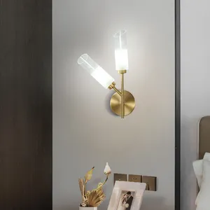 Atacado moderno ouro vidro material hotel lâmpada de parede 2 lâmpadas de parede