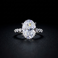 Bague de luxe pour femme en moissanite GRA, argent S925, 8 carats, couleur D, taille ovale, bande entièrement en moissanite, bague de mariage pour femme en moissanite